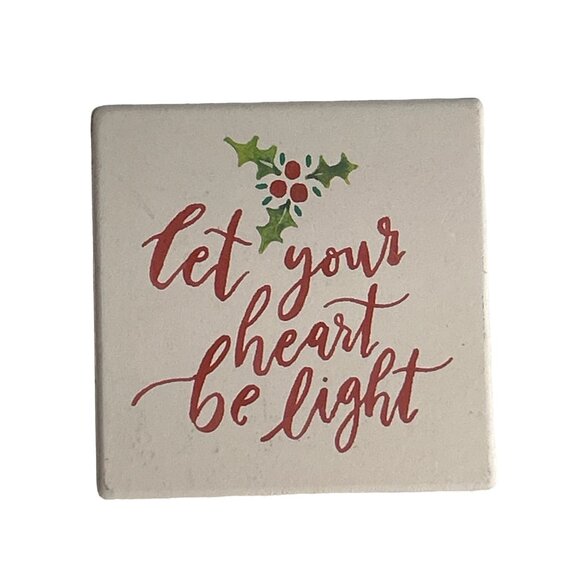 Christmas Holiday Ceramic Coaster Set With Festive Quotes & Holder - Picture 3 of 8